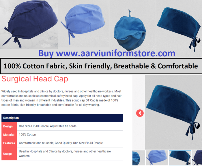 Buy Cotton Surgical Head Cap Made of 100% Cotton Fabric, Skin Friendly, Breathable and Comfortable for all day Wearing