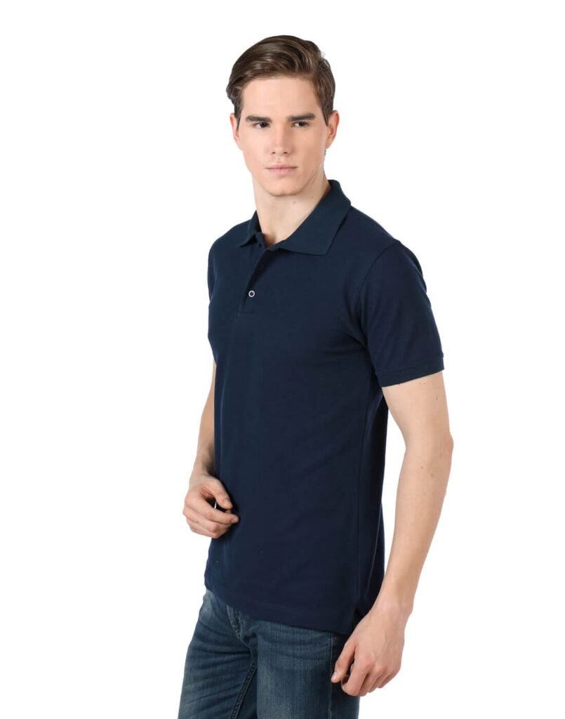 Navy Blue Color Plain Polo Collar Tshirt