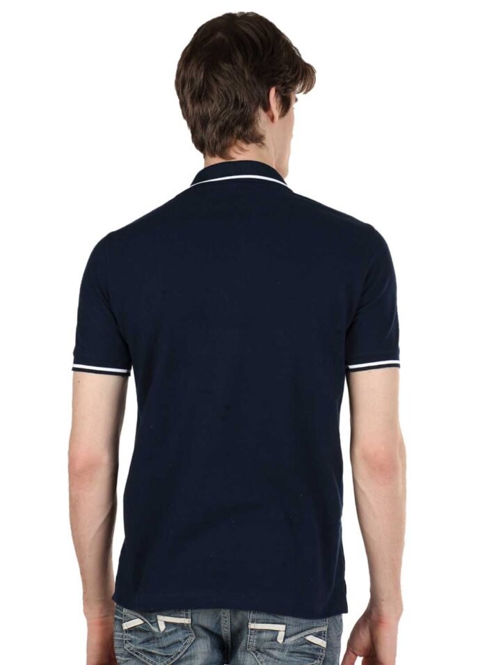Navy Blue Polo T Shirt With White Tipping 90 -