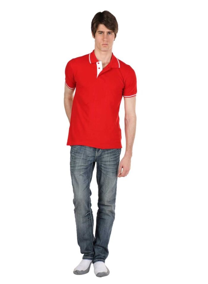 Red Polo T shirt with White Tipping Buy Online 1 -