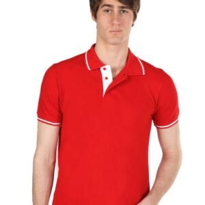 Red Polo T-shirt with White Tipping Buy Online
