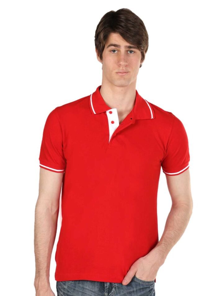 Red Polo T-shirt with White Tipping Buy Online