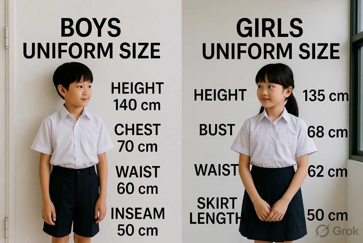 uniform for kids size chart