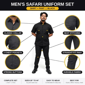 Buy Black Bouncer Safari Suit Price 530 Security Dress Uniform online at best rates.