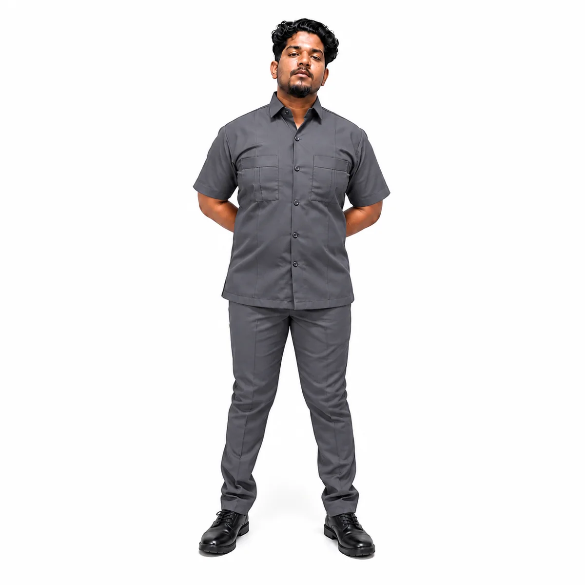 Grey Security Guard Safari Suit – Professional Executive Twill Set