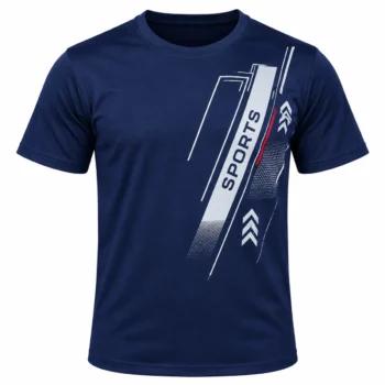 Men Navy Printed Round Neck T-shirt