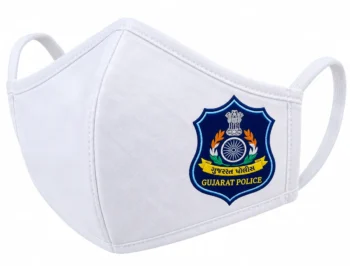 Buy White Cotton Gujarat Police Mask New 2021 Gujarat Police LOGO Mask